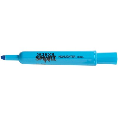 School Smart Tank Style Highlighters, Chisel Tip, Blue, Pack of 12