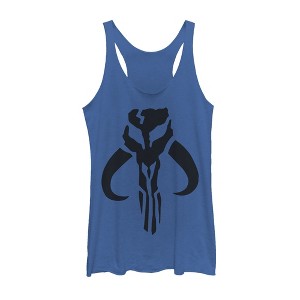 Women's Star Wars The Mandalorian Mythosaur Skull Logo Racerback Tank Top - 1 of 3