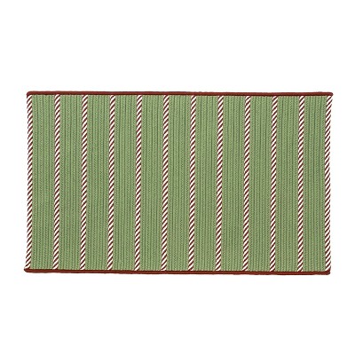 Colonial Mills Naughty Elf Stripe Christmas Rug Braided Rug, Green 27" x 46", Rectangle Shape