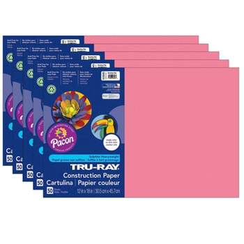 Tru-Ray® Construction Paper, Shocking Pink, 12" x 18", 50 Sheets Per Pack, 5 Packs