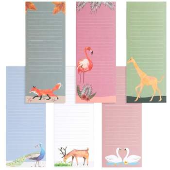 Juvale 6 Pack Magnetic Notepads for Refrigerator Grocery Shopping List, Notes, To-Do Memos, Flamingo Animal Notepads, 3.5 x 9 Inches