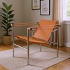 HomeRoots 24" Terra Cotta and Silver Faux Leather and Stainless Adjustable Back Arm Chair - 2 of 4