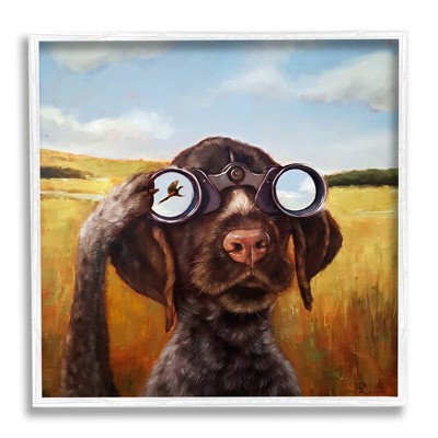 Stupell Industries Dog Watching Bird Binoculars Framed Giclee Art