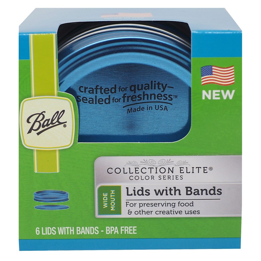 Ball Set of 6 Wide Mouth Lids &amp; Bands -