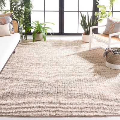 Ivory Flat Woven Handmade Rectangular 9' x 12' Area Rug