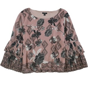 Alfani Womens Pleated Sleeve Floral Pullover Blouse - 1 of 1