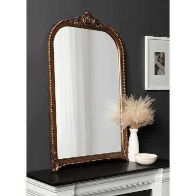 Hubanks 24"x38" Gold Arched Wall Mirror with Ornate Frame