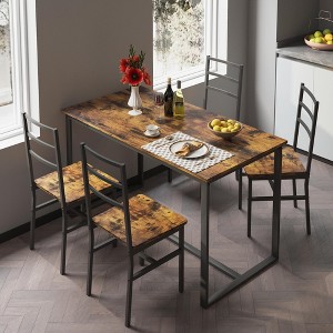 KTMBDW Dining Table Set for 4, 5-Piece Farmhouse Dining Set with 4 Chairs, Mid-Century Modern Dining Table Set for Kitchen, Dining Room - 1 of 4