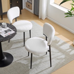 KWPZQEB Modern Kitchen Dining Chairs Set of 2, Fabric Dining Chairs with Hight Back and Metal Legs, Upholstered Dining Room Chair - 1 of 4