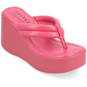 Journee Collection Womens Shareene Slip On Platform Wedge Sandals - 1 of 4