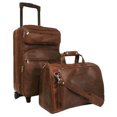 Amerileather Waxy Brown Leather Two Piece Set Traveler