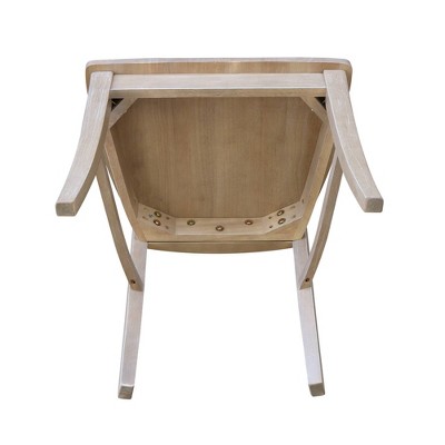 Vineyard Washed Gray Taupe Solid Wood Cross-Back Side Chair