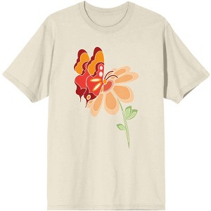 Celestial Tropics Orange Butterfly And Daisy Men's Natural T-Shirt - 1 of 3