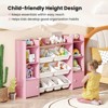 Costway 4-Tier Large Storage Cabinet with 6 Cubbies & 8 Removable Bins Bookshelf White/Pink/Gray - 4 of 4