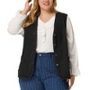 Agnes Orinda Women's Plus Size Sleeveless Denim Button Down V Neck Jean Vest - 2 of 4