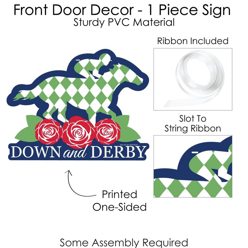 Big Dot of Happiness Kentucky Horse Derby - Hanging Porch Horse Race Party Outdoor Decorations - Front Door Decor - 1 Piece Sign, 5 of 9