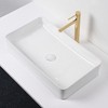 Aquaterior Rectangle Ceramic Vessel Sink with Bathroom Single Handle Faucet Drain Combo White + Gold - 3 of 4