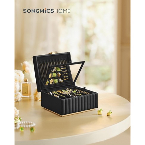 SONGMICS HOME ANAH Collection - 2-Tier Jewelry Box with Mirror, Jewelry Organizer, Removable Tray, PU Surface with Stitching - image 1 of 4