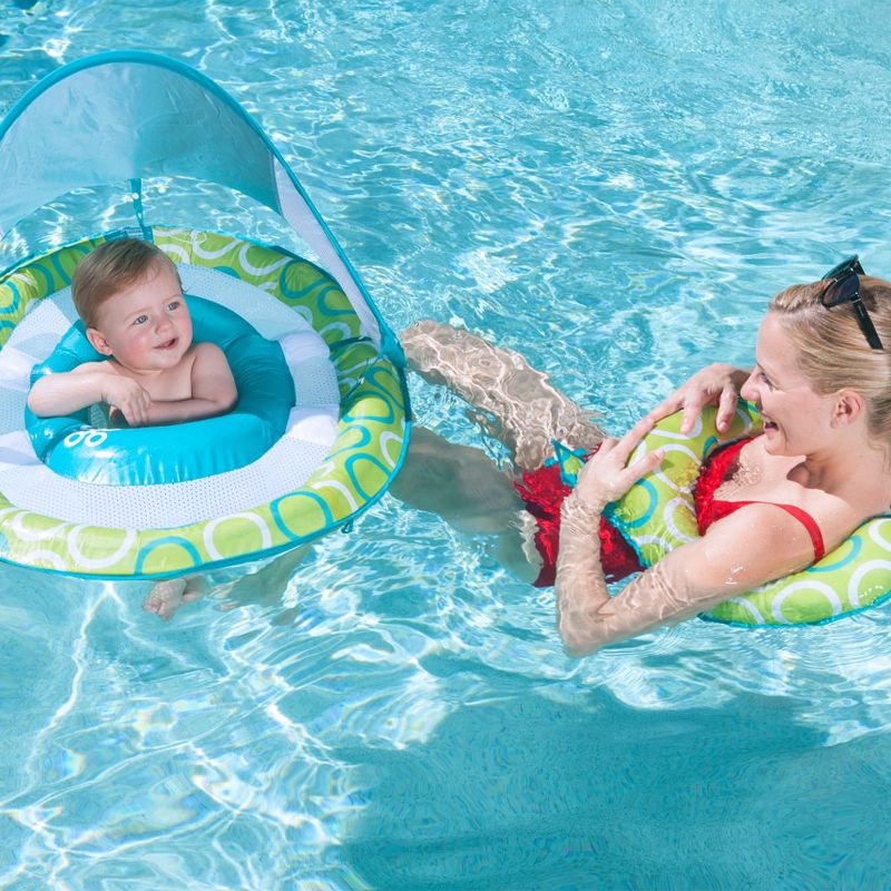 Swimways Mommy and Me Baby 9 to 24 Months Spring Pool Float w/ Canopy, Mesh Bed, & Removable Float Ring for Parents (2 Pack), 3 of 6