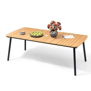 Crestlive Products Outdoor Dining Table for 4-6 People Patio Rectangle Table, Aluminum Frame with Durable Wood-Like Tabletop and Umbrella Hole - 1 of 4