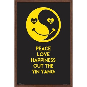 Trends International Peace Love Happy Framed Wall Poster Prints - 1 of 4
