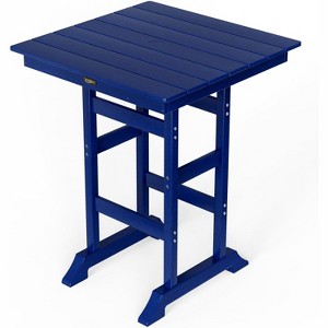 VINGLI 32" Outdoor Bar Table, HDPE Square Patio Bar Height Table with Umbrella Hole All Weather Tall Bistro Table for Patio, Garden, Poolside - 1 of 4