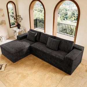 KWPZQEB 104.3" Modern Modular Sofa, Corduroy Sectional Sofa with Deep Seat & Pillows, 3 Seater L-Shape Boneless Sofa w/ Chaise for Living Room - 1 of 4