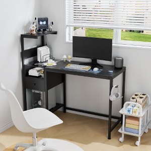 CENGHU 48" Reversible Gaming Desk with RGB LED Lights, 4-Tier Shelves Computer Desk with Power Outlet, Study Writing Table with USB Ports - 1 of 4
