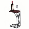 FONTOI Wood End Table with Black Metal Frame,C-type Table with Cross Line, Brown, 12"*21.3"*8.3" - 4 of 4