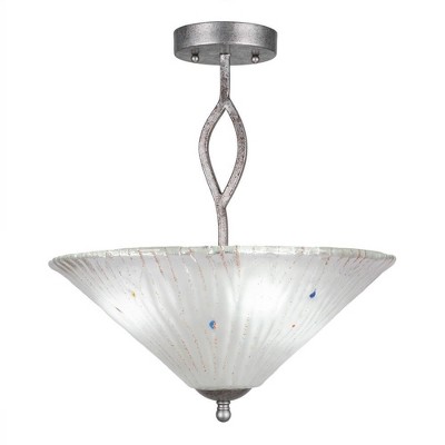 Toltec Lighting Revo 3 - Light Flush Mount in  Dark Granite with 16" Frosted Crystal Shade