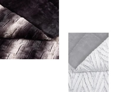 Christian Siriano Black Ombre Faux Fur Reversible Throw Blanket