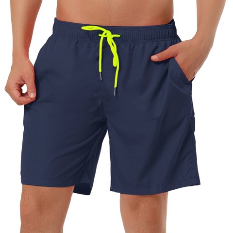 Lars Amadeus Men's Solid Beach Shorts Drawstring Surfing Mesh Lining Swimwear Board Shorts Navy 36