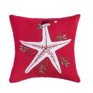 C&F Home 18" x 18" Sea Life Starfish Christmas Throw Pillow - 1 of 4