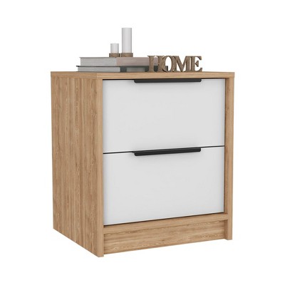 NicBex 14.3''Nightstand with 2 Drawers Farmhouse Bedside Table with Metal Handles for Bedroom,Living Room