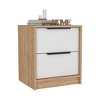 Gulches Modern Nightstand - 19" H with Two Drawers in White/Light Oak Finish - 2 of 4
