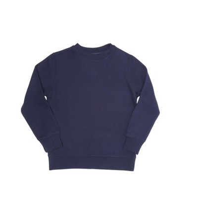EVERYDAY KIDS Boys’ Navy Fleece Crewneck Sweatshirt; Boy’s Long Sleeve Pullover Shirt - Soft and Breathable Cotton/Poly Blend