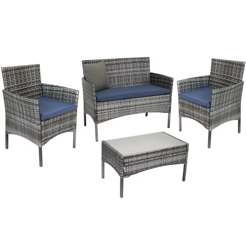 Sunnydaze Outdoor Dunmore Patio Conversation Furniture Set With ...