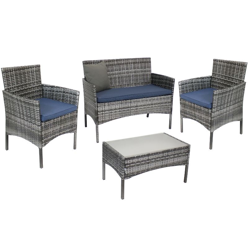 Sunnydaze Outdoor Dunmore Patio Conversation Furniture Set with Loveseat, Chairs, and Table - 4pc, 1 of 9