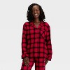 Women's Plaid Flannel Long Sleeve Shirt and Pants Holiday Matching Family Pajama Set - Wondershop™ Red/Black - 3 of 4