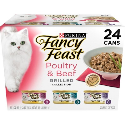 Purina Fancy Feast Grilled Gourmet Wet Cat Food Poultry & Beef Collection - 3oz/24ct Variety Pack