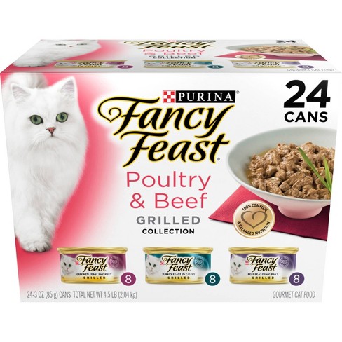 Purina Fancy Feast Grilled Gourmet Wet Cat Food Chicken, Turkey & Beef Collection - 3oz/24ct Variety Pack - image 1 of 4