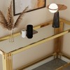 Double-Layer Tempered Glass Console Table with Mirror-Finished Stainless Steel Frame, Modern Entryway & Sofa Table - 2 of 4