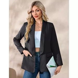 Coolmee Womens Casual Blazers Open Front Long Sleeve Lapel Collar Work Office Suit Jackets Blazer with Pockets - 1 of 3
