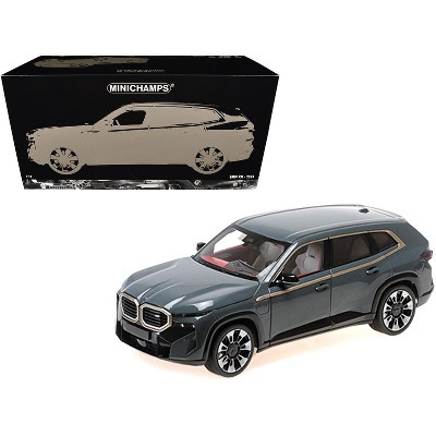 2023 BMW XM Dark Green Metallic with Gold Stripes 1/18 Diecast Model Car by Minichamps