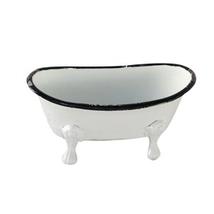 Black Rim White Enamel Bathtub Soap Dish - Foreside Home & Garden - 1 of 4