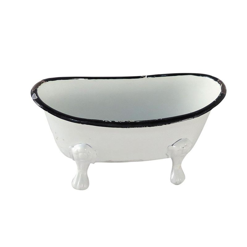 Black Rim White Enamel Bathtub Soap Dish - Foreside Home & Garden, 1 of 8