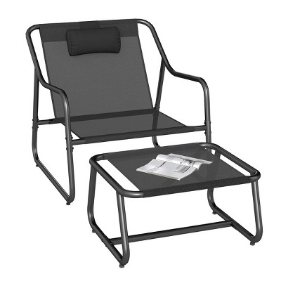 Patio Lounge Chair and Ottoman Set, All-Weather Outdoor Recliner for Garden, Poolside, and Backyard Lounging