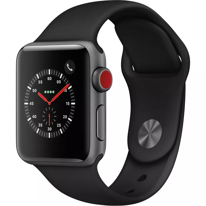 Apple Watch Series 3 GPS & Cellular 38mm Space Gray Aluminum Case with Sport Band - Black