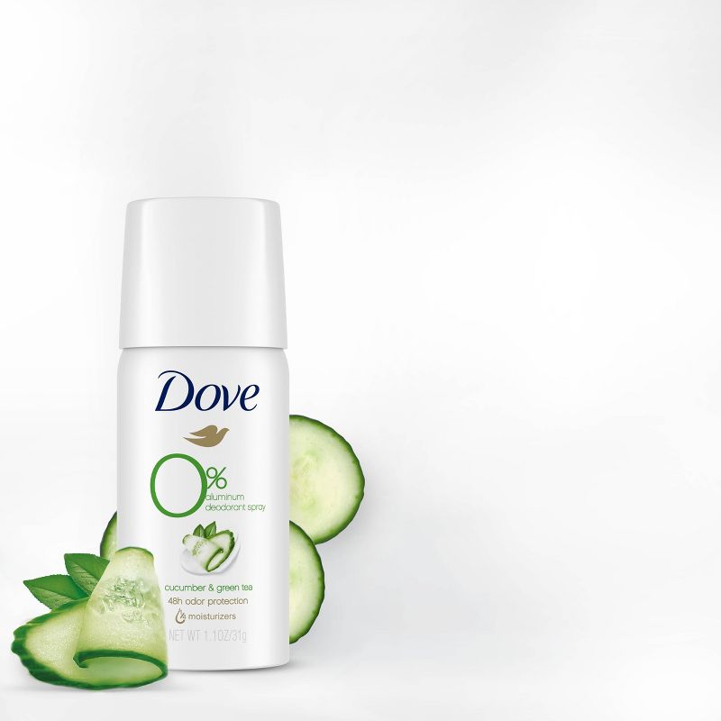 Dove Beauty 0% Aluminum, Cucumber &#38; Green Tea Deodorant Spray - Trial Size - 1.1oz, 6 of 7