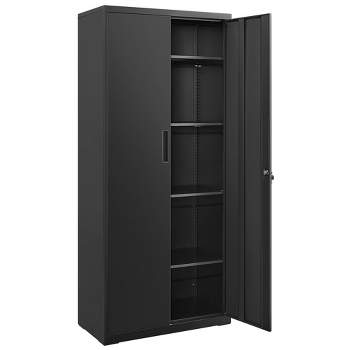 SONGMICS Garage Cabinet, Metal Storage Cabinet with Doors and Shelves, Office Cabinet